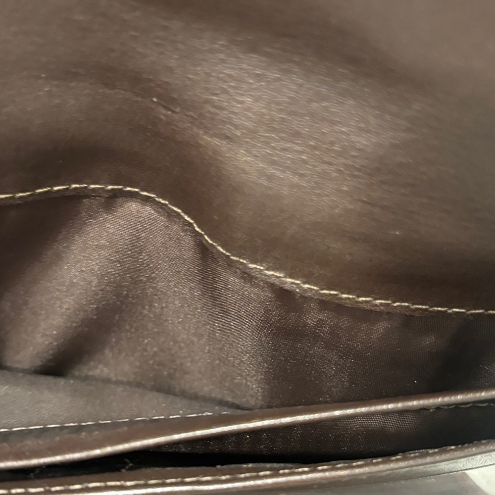 Coach Dark Brown Embossed Signature Leather Wallet with Gold Snap - Picture 8 of 13